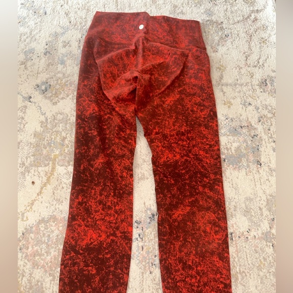 Red Marble Lulu Leggings 25” Size 8 - Picture 3 of 4